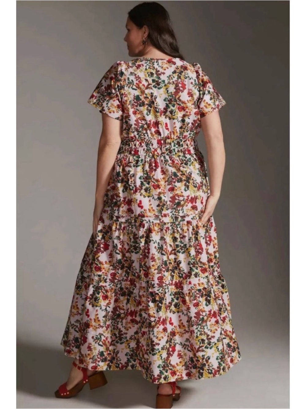 Anthropologie Somerset Floral Pink Maxi Dress Smocked Cotton Size Small NWT - Picture 3 of 14